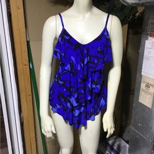 Blue & Black Magic Suit Swim Top